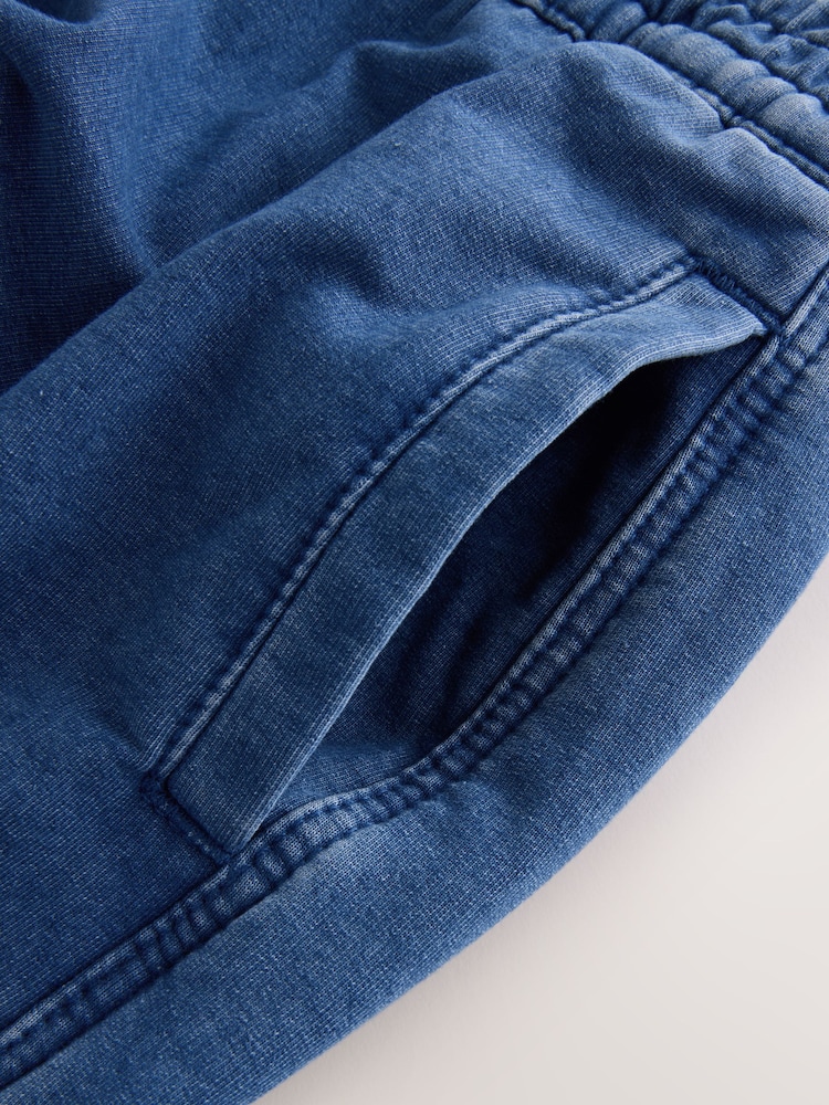 Mid Blue Barrel Leg Denim Jersey Trousers - Image 2 of 3