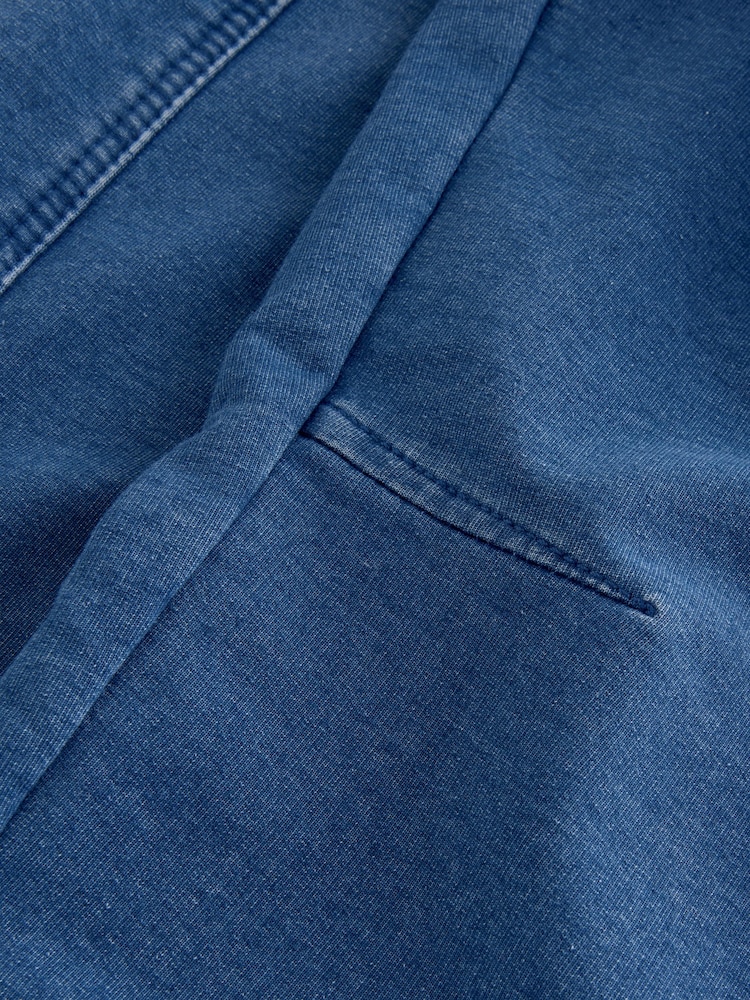 Mid Blue Barrel Leg Denim Jersey Trousers - Image 3 of 3 Mid Blue Barrel Leg Denim Jersey Trousers - Image 3 of 3