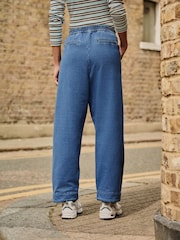 Mid Blue Barrel Leg Denim Jersey Trousers - Image 4 of 8