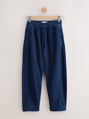 Dark Blue Barrel Leg Denim Jersey Trousers - Image 1 of 4