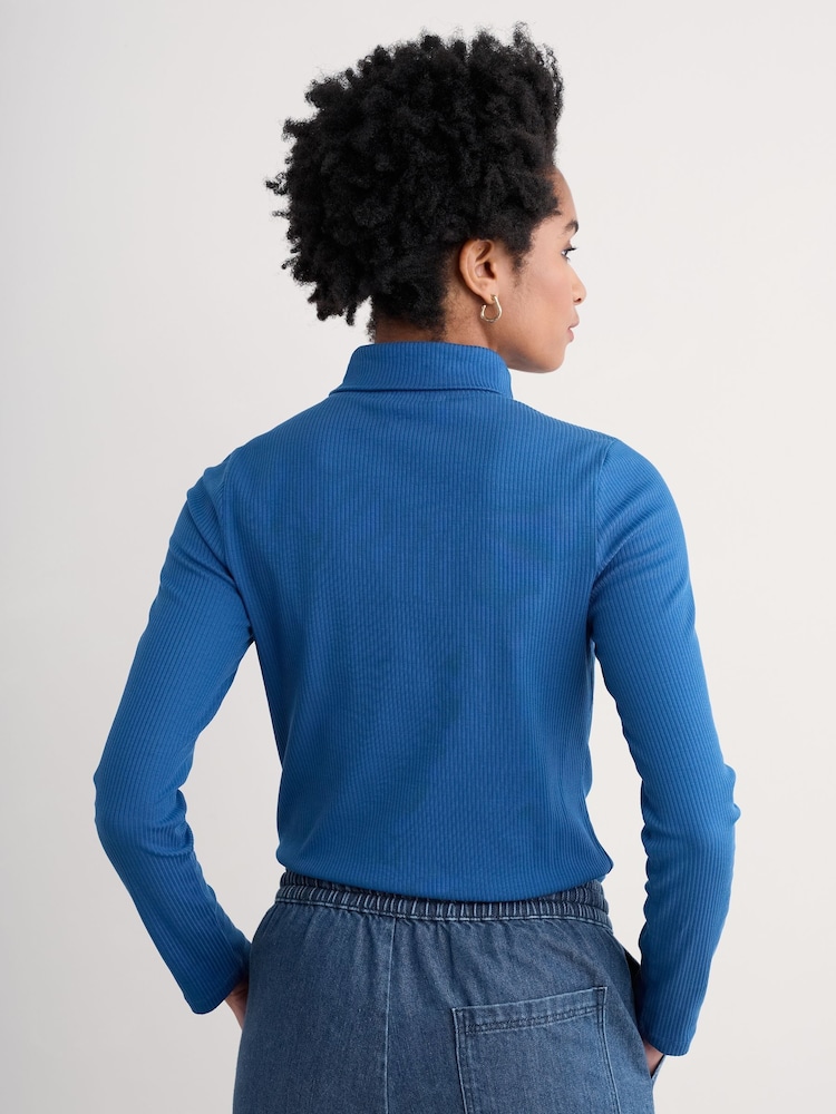 Seasalt Cornwall Blue Hazel Rib Top in Jersey - Image 2 of 5