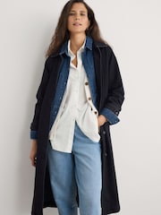 Seasalt Cornwall Blue Petite Boscastle Cotton Trench Jacket - Image 1 of 5