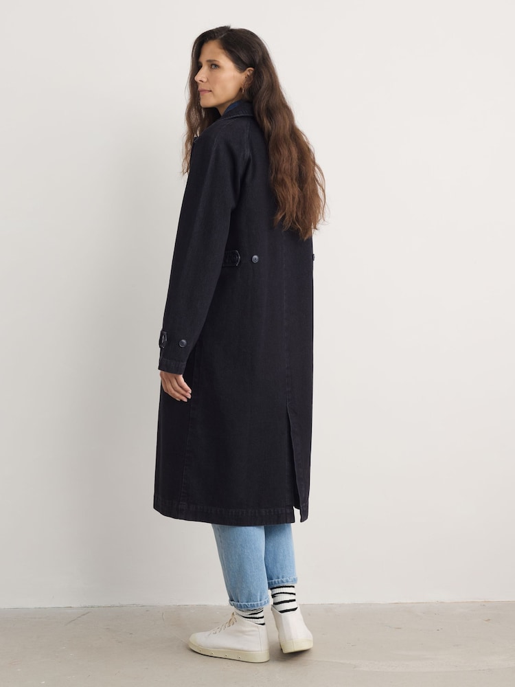 Seasalt Cornwall Blue Petite Boscastle Cotton Trench Jacket - Image 2 of 5