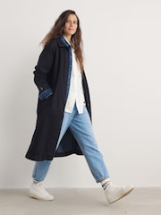 Seasalt Cornwall Blue Petite Boscastle Cotton Trench Jacket - Image 3 of 5