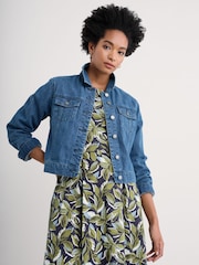 Seasalt Cornwall Blue 100% Cotton Levan Well Denim Jacket - Image 1 of 5