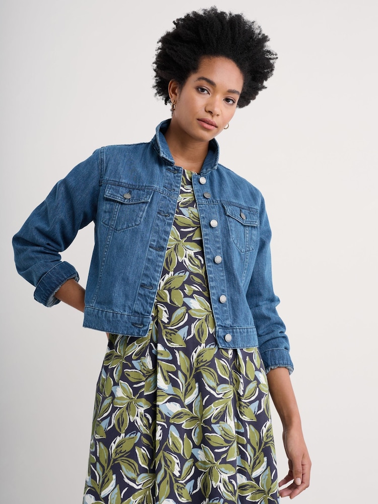 Seasalt Cornwall Blue 100% Cotton Levan Well Denim Jacket - Image 1 of 5