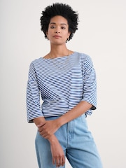 Seasalt Cornwall Blue Tremayne Quay Jersey 100% Cotton Top - Image 1 of 5