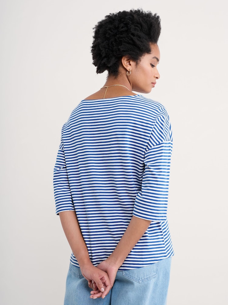 Seasalt Cornwall Blue Tremayne Quay Jersey 100% Cotton Top - Image 2 of 5