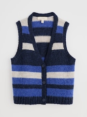 Seasalt Cornwall Blue Painter Striped Button Down Vest - Image 5 of 6