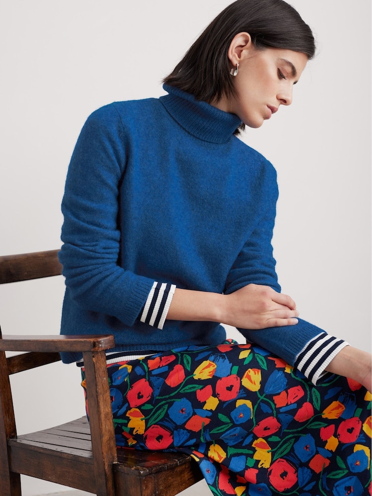 Seasalt Cornwall Blue Cloud Chasing Roll Neck Jumper - Image 2 of 7