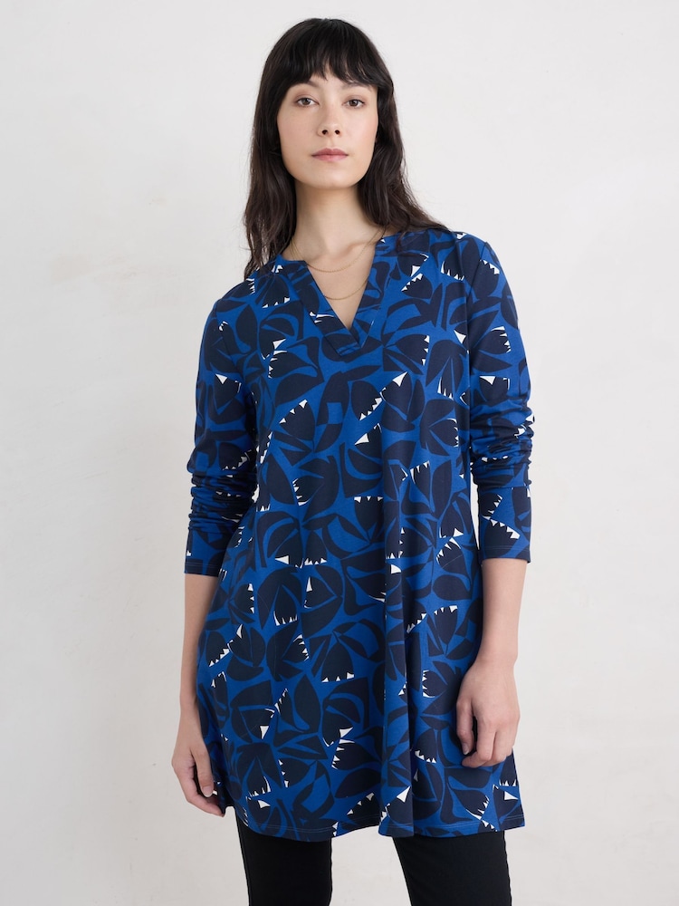 Seasalt Cornwall Dark Blue Wreathe Jersey Tunic - Image 1 of 5 Seasalt Cornwall Dark Blue Wreathe Jersey Tunic - Image 1 of 5