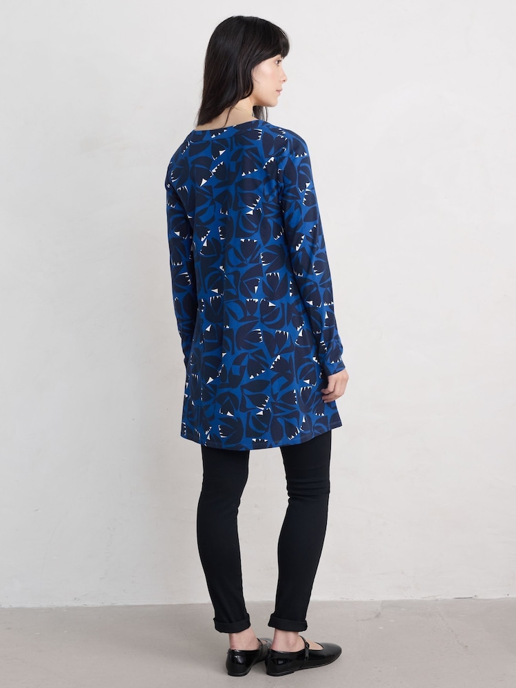 Seasalt Cornwall Dark Blue Wreathe Jersey Tunic - Image 2 of 5 Seasalt Cornwall Dark Blue Wreathe Jersey Tunic - Image 2 of 5