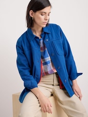 Seasalt Cornwall Blue Long Field 100% Cotton Worker Jacket - Image 3 of 5