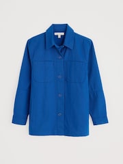 Seasalt Cornwall Blue Long Field 100% Cotton Worker Jacket - Image 4 of 5