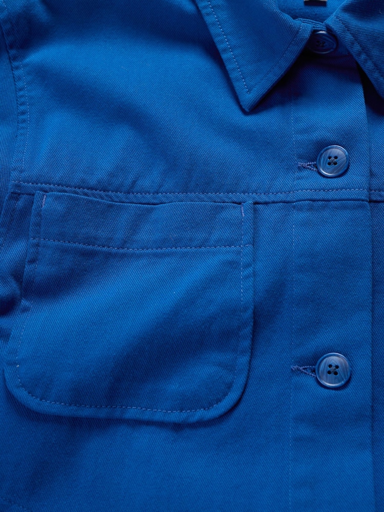 Seasalt Cornwall Blue Long Field 100% Cotton Worker Jacket - Image 5 of 5