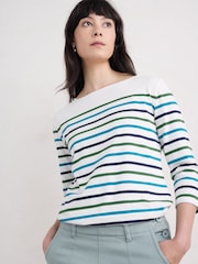 Seasalt Cornwall Blue 100% Organic Cotton Multi Sailor Top - Image 2 of 5