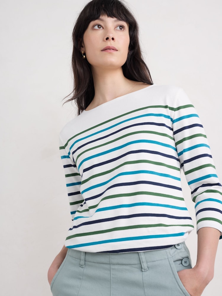 Seasalt Cornwall Blue 100% Organic Cotton Multi Sailor Top - Image 2 of 5