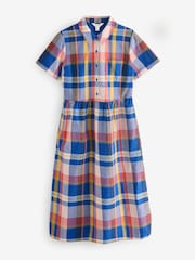 Seasalt Cornwall Blue 100% Organic Cotton Fleet Checked Midi Dress - Image 1 of 1