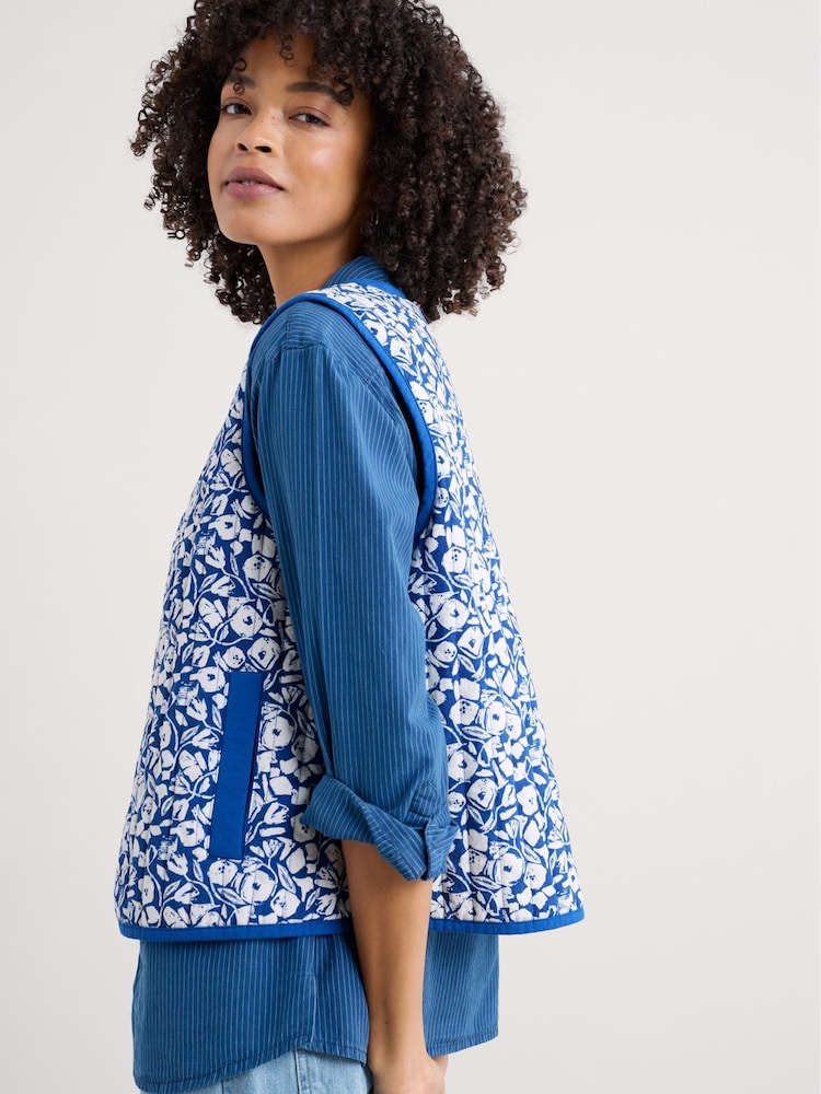 Seasalt Cornwall Blue Samson Hill Cotton Gilet - Image 2 of 6