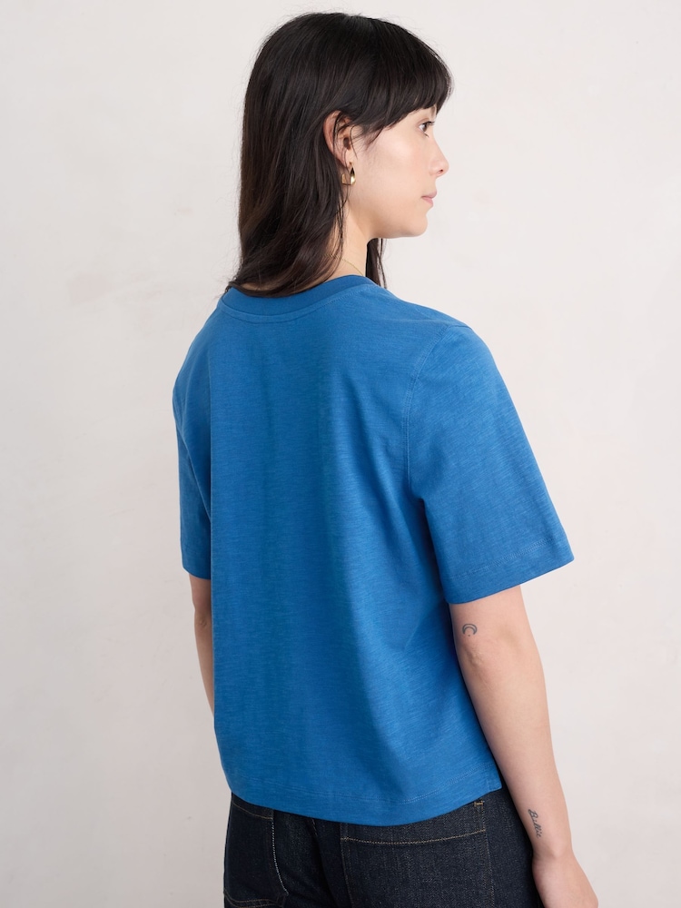 Seasalt Cornwall Blue Copseland Striped 100% Cotton T-Shirt - Image 2 of 5 Seasalt Cornwall Blue Copseland Striped 100% Cotton T-Shirt - Image 2 of 5