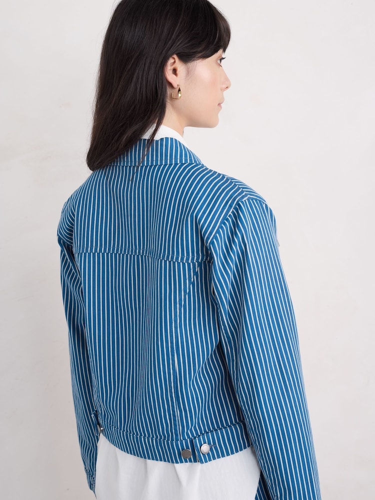 Seasalt Cornwall Blue 100% Cotton Levan Well Denim Jacket - Image 2 of 9
