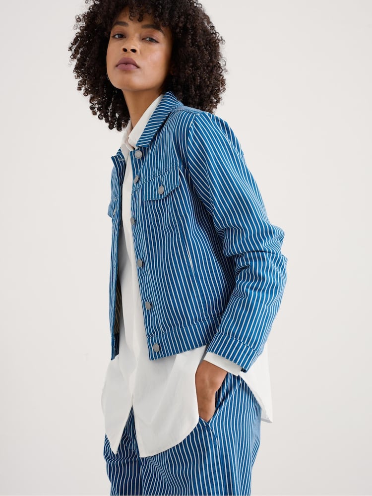 Seasalt Cornwall Blue 100% Cotton Levan Well Denim Jacket - Image 3 of 9