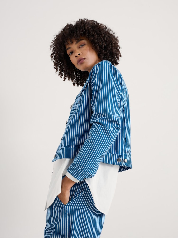 Seasalt Cornwall Blue 100% Cotton Levan Well Denim Jacket - Image 4 of 9