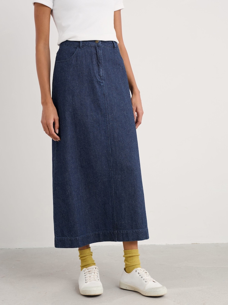 Seasalt Cornwall Cherry, Strawberry Tree Midi Denim Skirt - Imagen 1 de 6