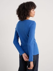 Seasalt Cornwall Blue Early Orchid Long Sleeve Henley Top - Image 2 of 5
