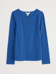 Seasalt Cornwall Blue Early Orchid Long Sleeve Henley Top - Image 4 of 5
