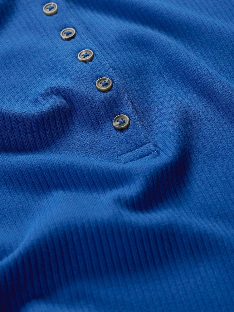 Seasalt Cornwall Blue Early Orchid Long Sleeve Henley Top - Image 5 of 5