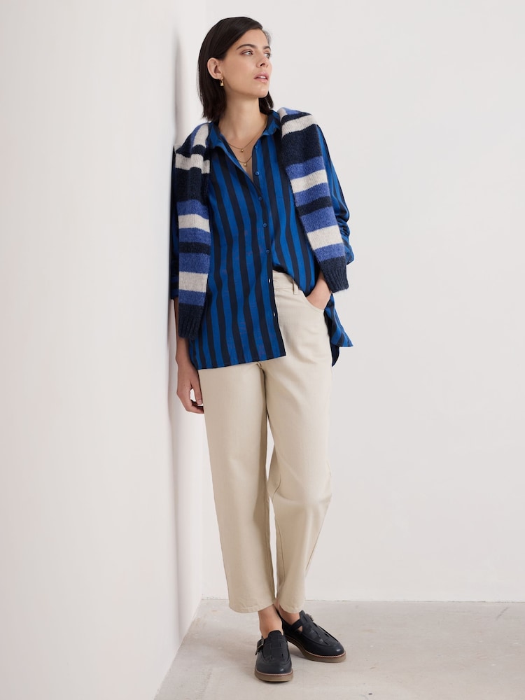 Seasalt Cornwall Blue Sea Path 100% Cotton Longline Shirt - Image 2 of 4 Seasalt Cornwall Blue Sea Path 100% Cotton Longline Shirt - Image 2 of 4