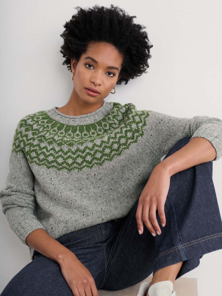 Buy Seasalt Cornwall Grey Port Kinnis Fair Isle Jumper With Merino