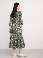 Seasalt Cornwall Green Wild Bouquet 3/4 Sleeve Midi Dress - Image 2 of 5