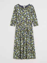 Seasalt Cornwall Green Wild Bouquet 3/4 Sleeve Midi Dress - Image 4 of 5