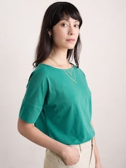 Seasalt Cornwall Green Bryher View 100% Cotton Boat Neck T-Shirt - Image 4 of 7