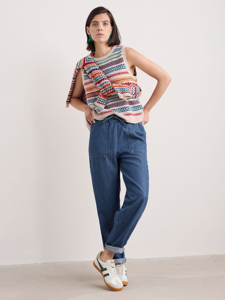 Seasalt Cornwall Red Multi Percella Cove Fair Isle Knitted Vest - Image 1 of 5 Seasalt Cornwall Red Multi Percella Cove Fair Isle Knitted Vest - Image 1 of 5