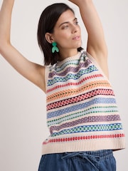 Camiseta sin mangas de punto de grecas alpinas de varios colores Percella Cove de Seasalt Cornwall - Imagen 3 de 5