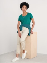 Seasalt Cornwall Green Camerance Scoop Neck 100% Cotton T-Shirt - Image 3 of 5