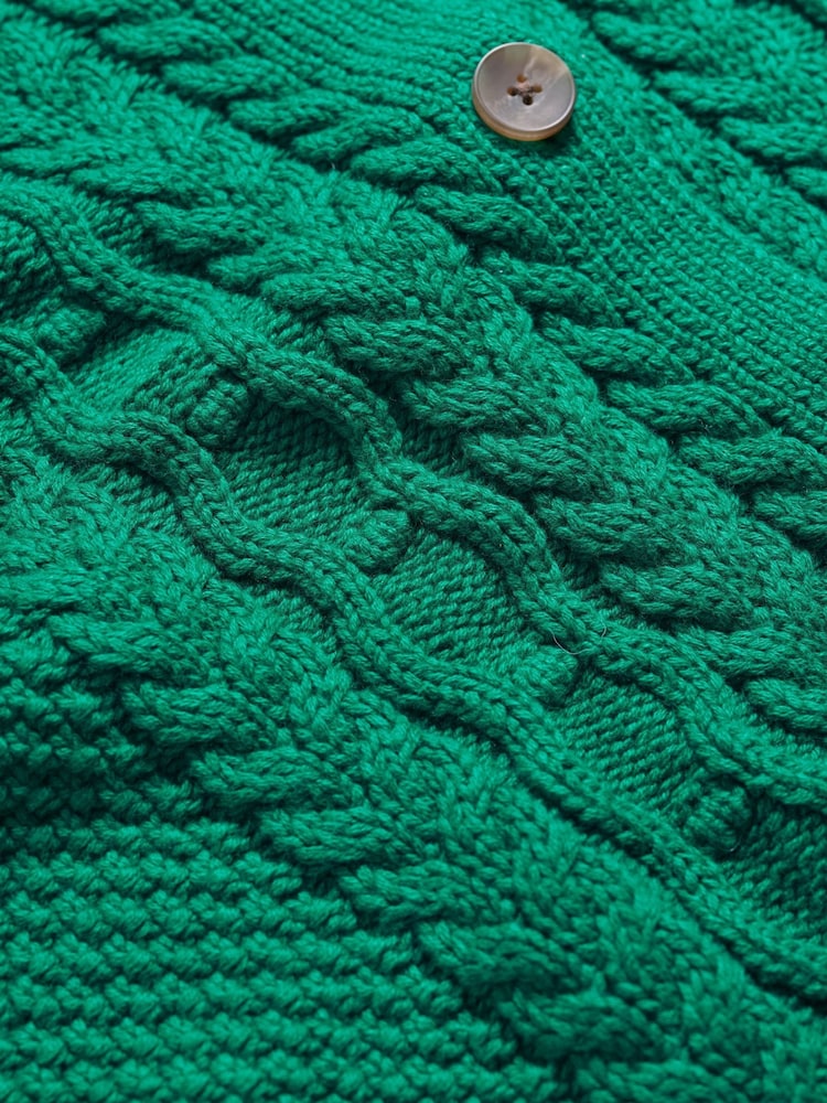 Seasalt Cornwall Forest Ridge Cable Knit Collared 100% Cotton Cardigan - Slika 5 iz 5