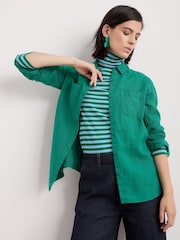 Seasalt Cornwall Green Hazel Branch 100% Linen Shirt - Image 1 of 5