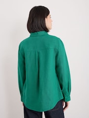 Seasalt Cornwall Green Hazel Branch 100% Linen Shirt - Image 2 of 5