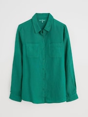 Seasalt Cornwall Green Hazel Branch 100% Linen Shirt - Image 4 of 5