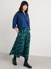 Seasalt Cornwall Green Swallow Hill Printed A-Line Skirt - Image 1 of 5