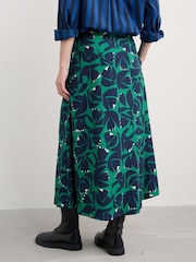 Seasalt Cornwall Green Swallow Hill Printed A-Line Skirt - Image 2 of 5