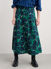 Seasalt Cornwall Green Swallow Hill Printed A-Line Skirt - Image 3 of 5