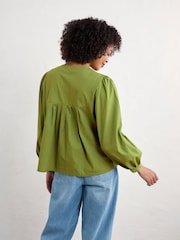 Seasalt Cornwall Green Thornapple 100% Cotton Embroidered Shirt - Image 3 of 5