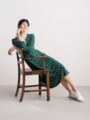 Seasalt Cornwall Green Rosemullion 100% Cotton Jersey Midi Dress - Image 3 of 5
