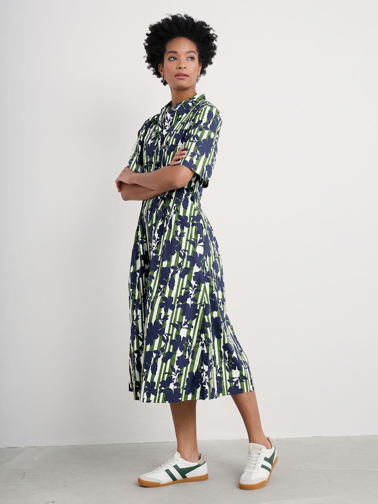 Seasalt Cornwall Green Wild Liquorice 100% Cotton Midi Shirt Dress - Image 1 of 7 Seasalt Cornwall Green Wild Liquorice 100% Cotton Midi Shirt Dress - Image 1 of 7