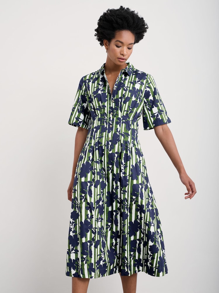 Seasalt Cornwall Green Wild Liquorice 100% Cotton Midi Shirt Dress - Image 2 of 7 Seasalt Cornwall Green Wild Liquorice 100% Cotton Midi Shirt Dress - Image 2 of 7